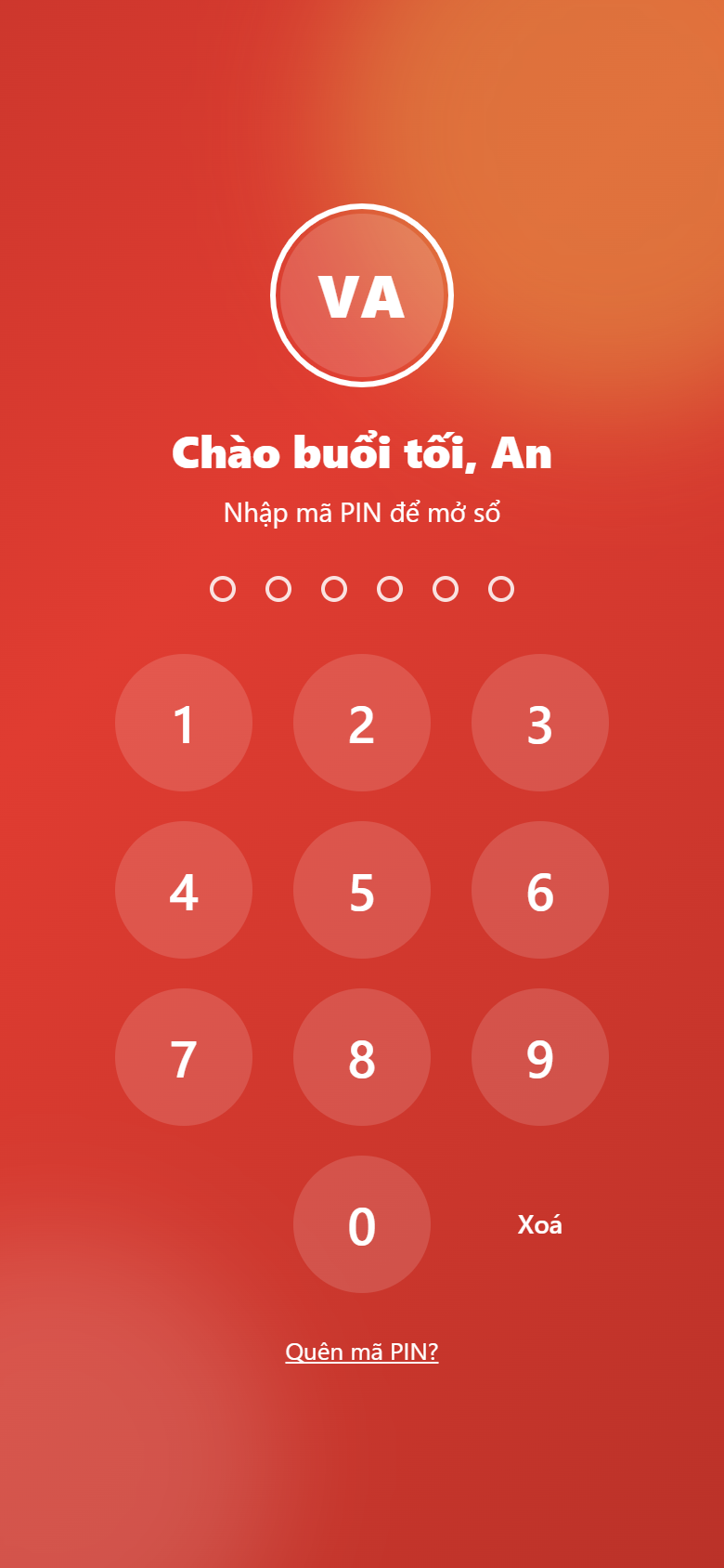 Màn hình khoá của app Sổ Nguồn